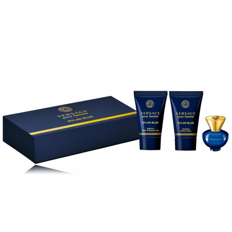 Versace pour Femme Dylan Blue rinkinys moterims (5 ml. EDP + 25 ml. kūno losjonas + 25 ml. dušo gelis)