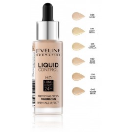 Eveline Liquid Control HD Mattifying Drops Foundation makiažo pagrindas 32 ml.