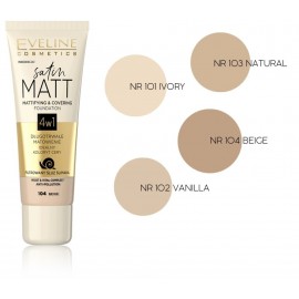 Eveline Satin Matt Foundation matinį efektą suteikiantis makiažo pagrindas 30 ml.