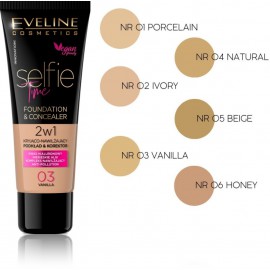 Eveline Selfie Time Foundation & Concealer makiažo pagrindas 30 ml.