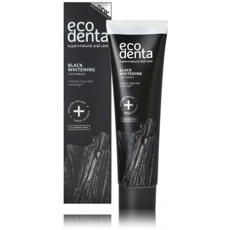 Ecodenta Black Whitening Toothpaste juoda balinamoji pasta su aktyvuota anglimi