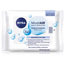 NIVEA 3in1 Care Micellar Skin Breathe veido valymo servetėlės