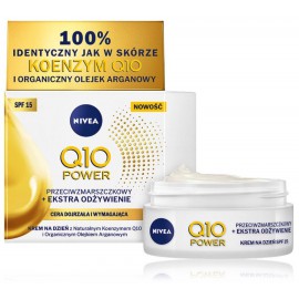 NIVEA Q10 Power Anti-Wrinkle & Extra Nourishing SPF15 dieninis veido kremas brandžiai odai