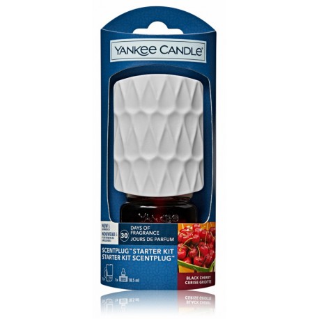 Yankee Candle ScentPlug Starter Kit Black Cherry namų kvapo rinkinys (elektrinis pagrindas 1 vnt. + oro gaiviklis 18.5 ml.)