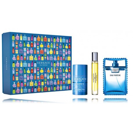 Versace Man Eau Fraiche rinkinys vyrams (100 ml. EDT + 10 ml. EDT + 75 ml. pieštukinis dezodorantas)