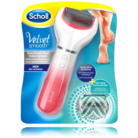 Scholl Velvet Smooth elektroninis pėdų šveitiklis su itin šiurkščia galvute + sausos odos šveitimo galvutė