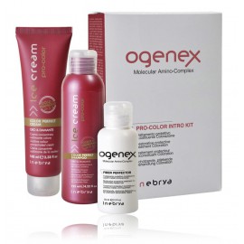 Inebrya Ogenex Pro-Color Intro Kit rinkinys dažytiems plaukams (70 ml. atkuriamoji priemonė + 100 ml. kremas + 125 ml. šampūnas)