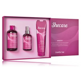 Inebrya Shecare Repair Kit plaukų priežiūros rinkinys (300 ml. šampūnas + 250 ml. kaukė + 200 ml. purškiklis)