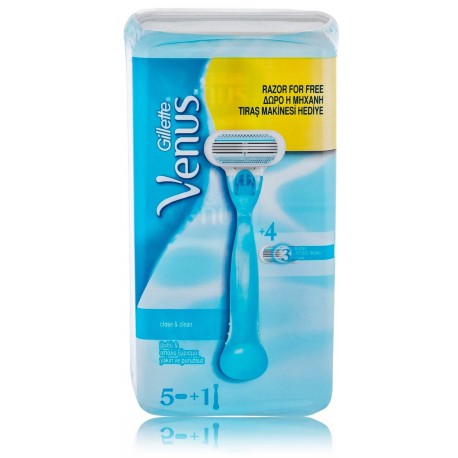 Gillette Venus Close & Clean Razor skustuvas ir 5 galvutės