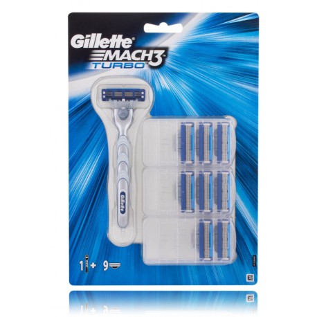 Gillette Mach3 Turbo skustuvas vyrams su 9 keičiamomis galvutėmis