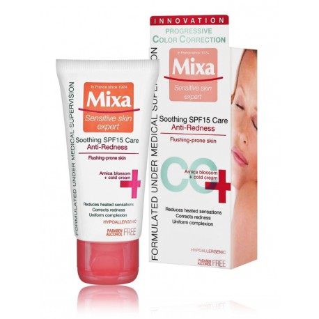 Mixa Anti-Redness CC kremas raustančiai veido odai su SPF15