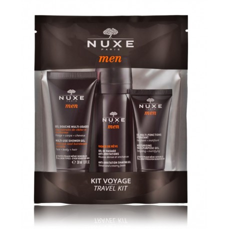 Nuxe Men Discovery Offer rinkinys vyrams ( 30 ml. dušo gelis + 35 ml. skutimosi gelis + 15 ml. veido gelis)