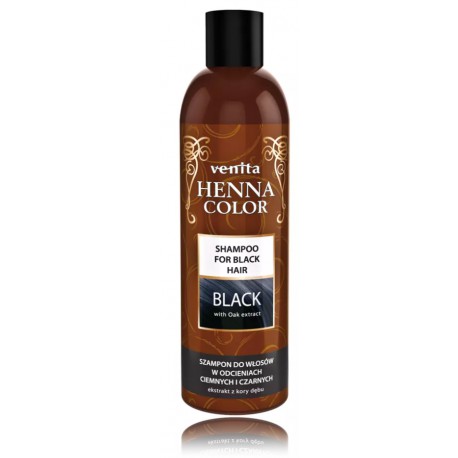 Venita Henna Color Black šampūnas tamsiems ir juodiems plaukams su ąžuolo žievės ekstraktu