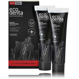 Ecodenta Black Whitening Toothpaste juoda balinamoji pasta su aktyvuota anglimi 2x100 ml.