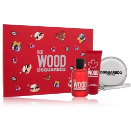 Dsquared2 Red Wood rinkinys moterims (100 ml. EDT + dušo gelis 100 ml. + piniginė)