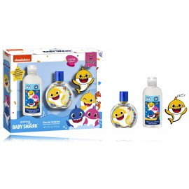 Nickelodeon Baby Shark rinkinys vaikams (50 ml. EDT + 100 ml. rankų dezinfekavimo priemonė + raktų pakabukas)