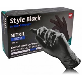 Med-Comfort Nitril Gloves Style Black juodos vienkartinės nitrilinės pirštinės 100 vnt.