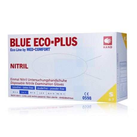 Med-Comfort Blue Eco-Plus Nitrile Gloves mėlynos vienkartinės nitrilinės pirštinės 100 vnt.