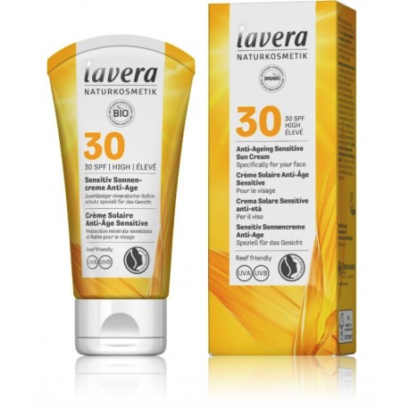 Lavera Sensitive Sun senėjimą lėtinantis veido kremas nuo saulės su SPF30