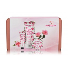 Dermacol Flower Rose rinkinys (dušo želė 200 ml., rankų kremas 30 ml., kūno sviestas 75 ml.)