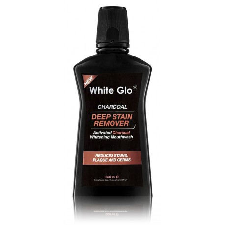 White Glo Charcoal Deep Stain Remover įsisenėjusias dėmes balinantis burnos skalavimo skystis su aktyvuota anglimi