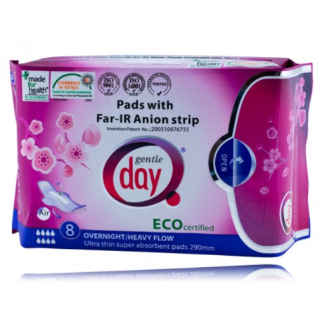 Gentle Day Pads With Far-IR Anion Strip Eco naktiniai higieniniai paketai