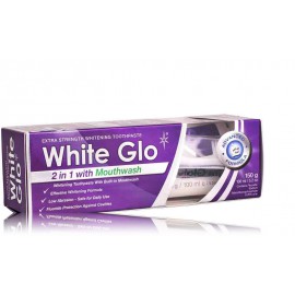 White Glo 2 In 1 Mouth Wash balinamoji dantų pasta ir skalavimo skystis viename + dantų šepetėlis