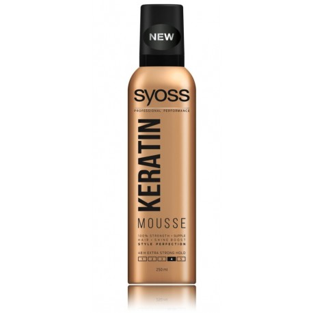 Syoss Keratin Mousse itin stiprios fiksacijos plaukų putos su keratinu