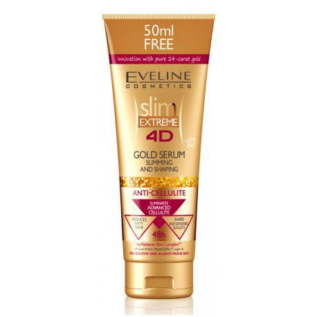 Eveline Slim Extreme 4D Gold Serum liekninantis anticeliulitinis serumas kūnui su aukso dalelėmis