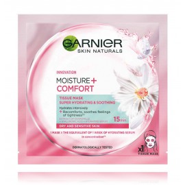 Garnier Skin Naturals Moisture + Comfort intensyviai drėkinanti raminamoji lakštinė veido kaukė