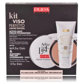 Pupa Viso Perfetto Limited Edition rinkinys ( Active Light kompaktinė pudra SPF20 9,5ml + Maschera Peel-Off Brightening kaukė 30ml)