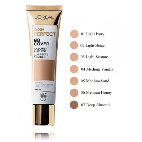 L'oreal Age Perfect BB Cover SPF50 tonuojantis kremas brandžiai odai 30 ml.