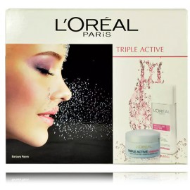 L'oreal Triple Active rinkinys sausos ir jautrios odos priežiūrai ( 50 ml. kremas + 200 ml. micelinis vanduo)