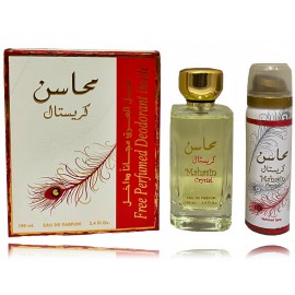 Lattafa Mahasin Crystal rinkinys moterims ( 100 ml. EDP + 75 ml. purškiamas dezodorantas)