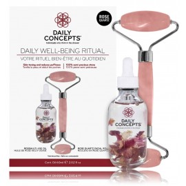 Daily Concepts Daily Well-Being Ritual rinkinys (Rose Quartz masažinis volelis veidui + Rosemulti-Use Oil aliejus veidui 60 ml.)