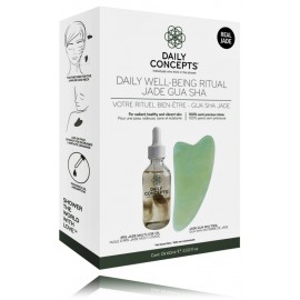 Daily Concepts Daily Well-Being Ritual Jade Gua Sha набор (массажер для лица Gua Sha + масло для лица Iris Jade Multi-Use 60 мл.