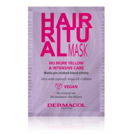 Dermacol Hair Ritual No More Yellow & Intensive Care geltonus tonus neutralizuojanti kaukė šviesiems plaukams