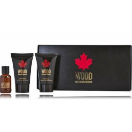 Dsquared2 Wood for Him rinkinys vyrams (5 ml. EDT + balzamas po skutimosi 25 ml. + dušo gelis 25 ml.)