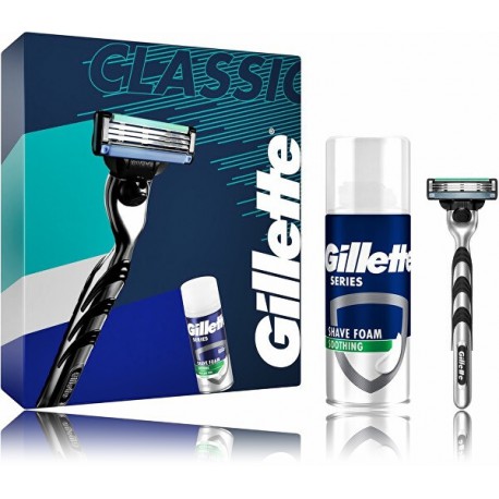 Gillette Classic Set rinkinys vyrams (skustuvas + 200 ml. skutimosi putos)