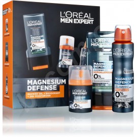 L'oreal Men Expert Magnesium Defence rinkinys vyrams (dušo gelis 300 ml. + purškiamas dezodorantas 150 ml. + veido kremas 50 ml.)