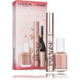 L'oreal x Essie Merry Christmas! dekoratyvinės kosmetikos rinkinys (blakstienų tušas 6,4 ml. + nagų lakas 13,5 ml)