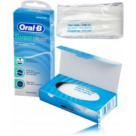 Oral-B Super Floss tarpdančių siūlas sunkiai pasiekiamoms vietoms valyti