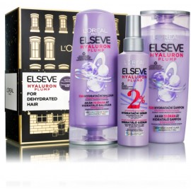 L'oreal Elseve Hyaluron Plump rinkinys sausiems plaukams (šampūnas 250 ml. + balzamas 200 ml. + serumas 150 ml.)