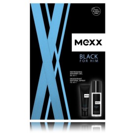 Mexx Black For Him rinkinys vyrams (50 ml. dušo gelis + 75 ml. dezodorantas)