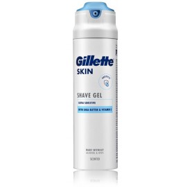 Gillette Skin Ultra Sensitive skutimosi gelis jautriai vyrų odai su taukmedžio sviestu ir vitaminu E