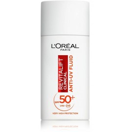 Loreal Revitalift Clinical Anti-UV Fluid SPF50+ nuo saulės apsaugantis fluidas veidui