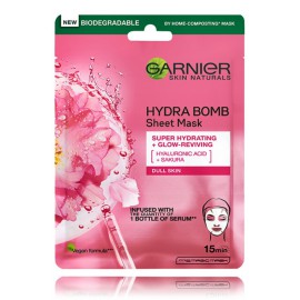 Garnier Skin Naturals Hydra Bomb Super Hydrating + Glow-Reviving drėkinanti ir spindesį atkurianti lakštinė kaukė veidui