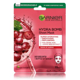 Garnier Skin Naturals Hydra Bomb Super Hydrating + Smoothing + Replumping lakštinė kaukė senstančiai veido odai