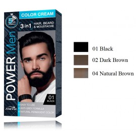 Joanna Power Men Color Cream 3in1 galvos plaukų, barzdos ir ūsų dažai vyrams