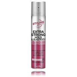 Joanna Styling Effect Extra Strong Hold & Elasticity Hair Spray itin stiprios fiksacijos lakas plaukams su keratinu